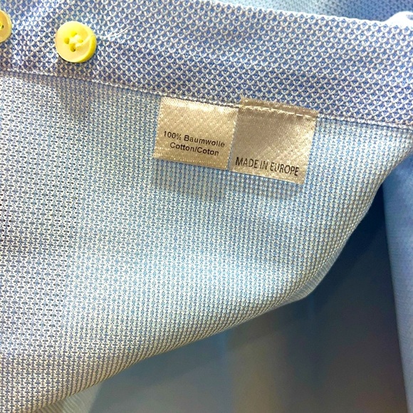 Thom Sweeney Men’s Sky Blue 100% Cotton Handmade Button Down Shirt. 17/43. - Picture 7 of 12